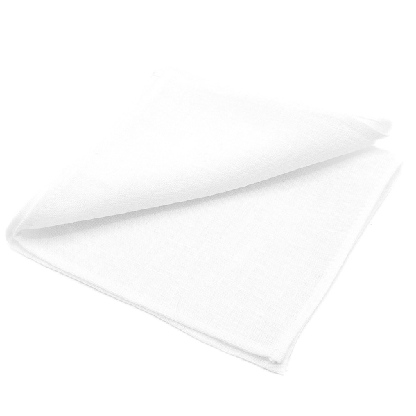 White color linen pocket square / handkerchief available with skinny slim or standard groomsmen neckties for weddings or formal event