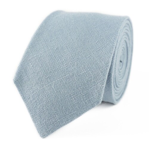 Dusty Blue Linen Groomsmen Ties for Weddings / Skinny Slim or Etsy