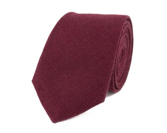 Plum color linen wedding necktie for groomsmen proposal gift / Necktie for man