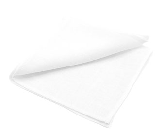 White color linen pocket square / handkerchief available with skinny slim or standard groomsmen neckties for weddings or formal event