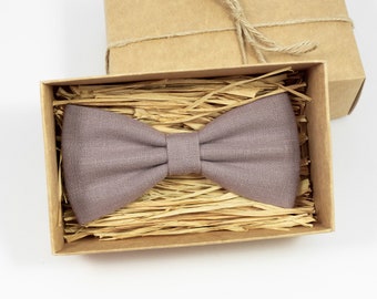 Mauve Color Linen Wedding Bow Ties for Groomsmen and Ring | Etsy