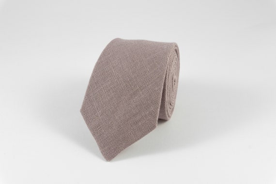 Dark Mauve linen groomsmen necktie for wedding / Boho or | Etsy