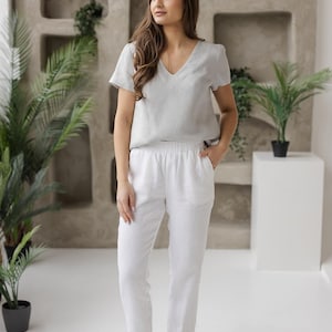 Linen Wide Leg Pants | Natural Summer Comfort - LINARA