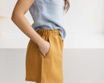 Linen Summer Shorts | Elastic Waist & Relaxed Fit - LOOM