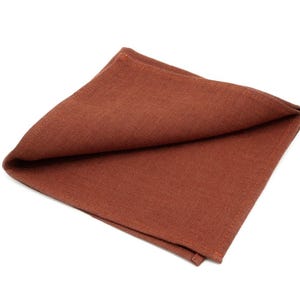 Rust color linen pocket square / handkerchief available with groomsmen necktie / Rustic wedding gift for men