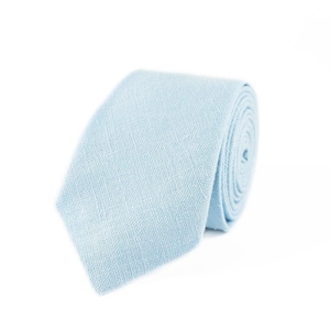 Ice Blue Linen Wedding Tie - Handmade, Matching Pocket Square Option