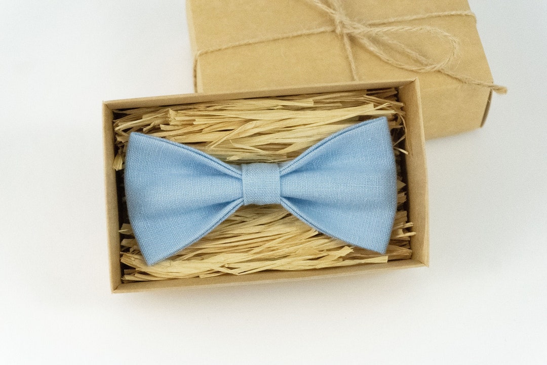 Sky Blue Linen Pre-tied Men's Bow Ties Available With - Etsy