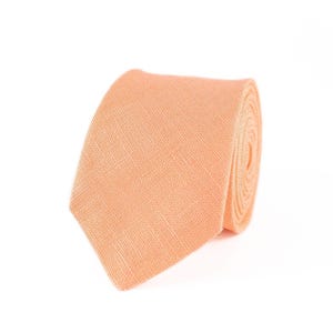 Peach Linen Skinny/Slim Tie - Handmade Men&#39;s Necktie