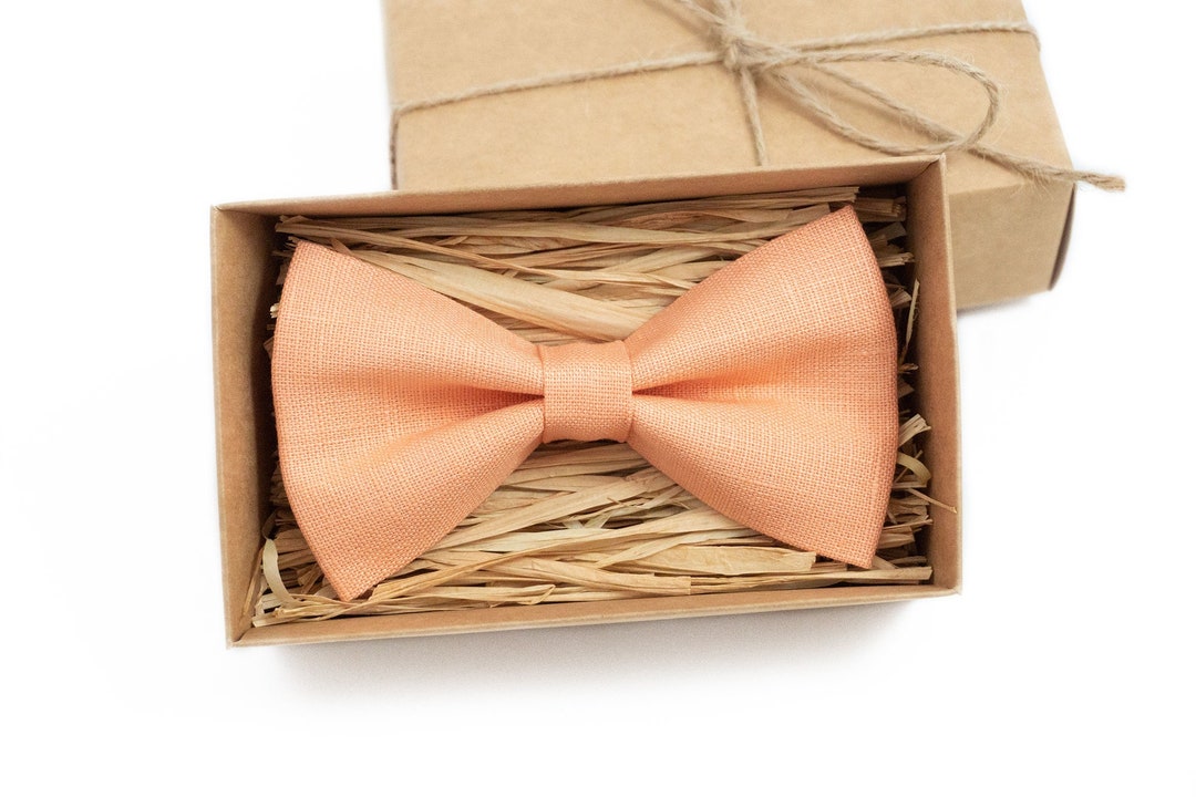 Peach Color Pre-tied Linen Men's Bow Ties Available With - Etsy