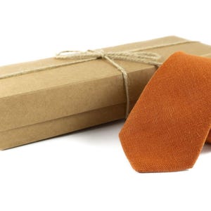 Männerkrawatte / Männerkrawatte / Männerkrawatte für die Hochzeit orange gebrannt Bild 2