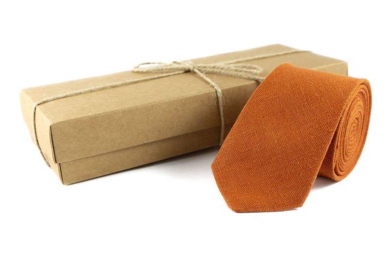 Männerkrawatte / Männerkrawatte / Männerkrawatte für die Hochzeit orange gebrannt Bild 2