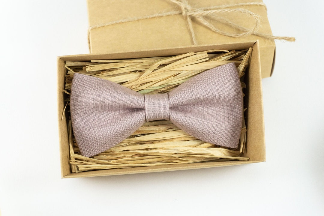 Mauve Color Linen Wedding Bow Ties for Groomsmen and Ring - Etsy