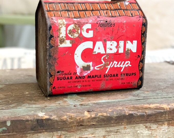 5 Lbs Towels Log Cabin Syrup Tin Vintage Maple Syrup Etsy