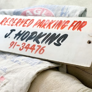 Mid Century Vintage Hand Painted Parking Sign