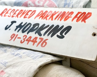 Mid Century Vintage Hand Painted Parking Sign