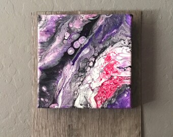 Functional Art Key/Mask/Lanyard/Dog Leash Holder-Original Painting Purple/Pink Geode Style