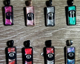 Billiards Original Fluid Art 8-Ball Pendant/Necklace