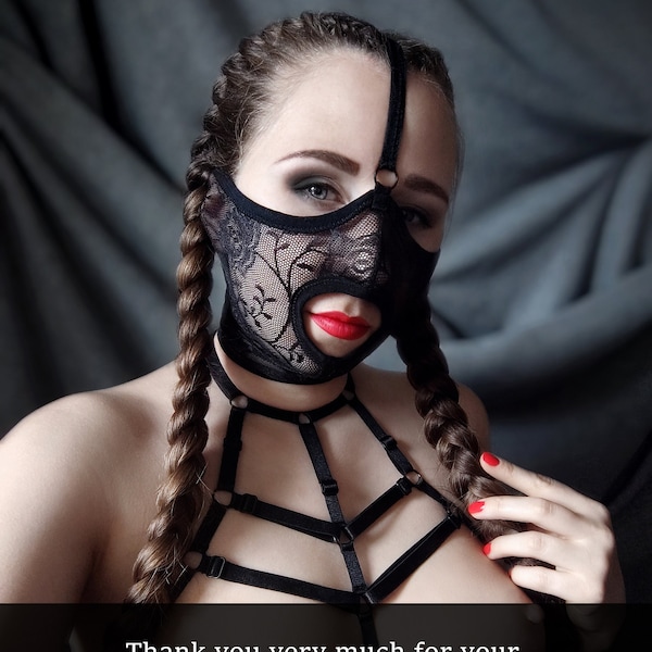 BDSM mask, Fetish mask, Sexy mask, Sexy toy, Erotic mask, Party mask, Mature mask, Lace mask, Sexy lingerie, Harness mask,