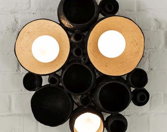 BAVOVNA Modern svart vägglampa - Skulpturell pappmachélampa