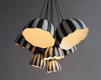 Paper mache pendant lamp "Grona9" eco friendly fixture