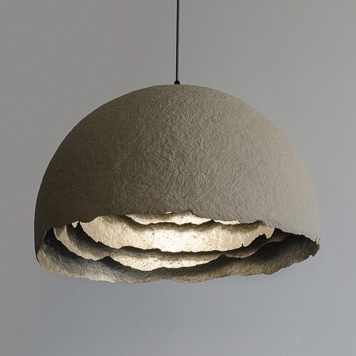 Papier Mache Paper Lamp Pendant Peony Hanging Eco Friendly Etsy