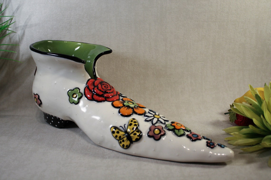 Ceramic shoe vase home decor ceramic design Etsy