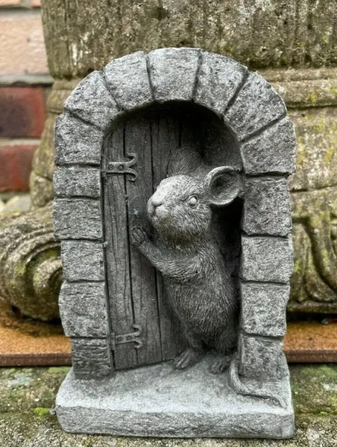 Kunst-Maus Türstatue Für Garten & Haus | Wetterfeste Dekoration Aus Harz | Lustige Gartendeko