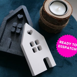 House Shaped Silicone Mold for DIY Crafts - Reusable Resin Mold - Home Decor Mold with Heart and Window Details