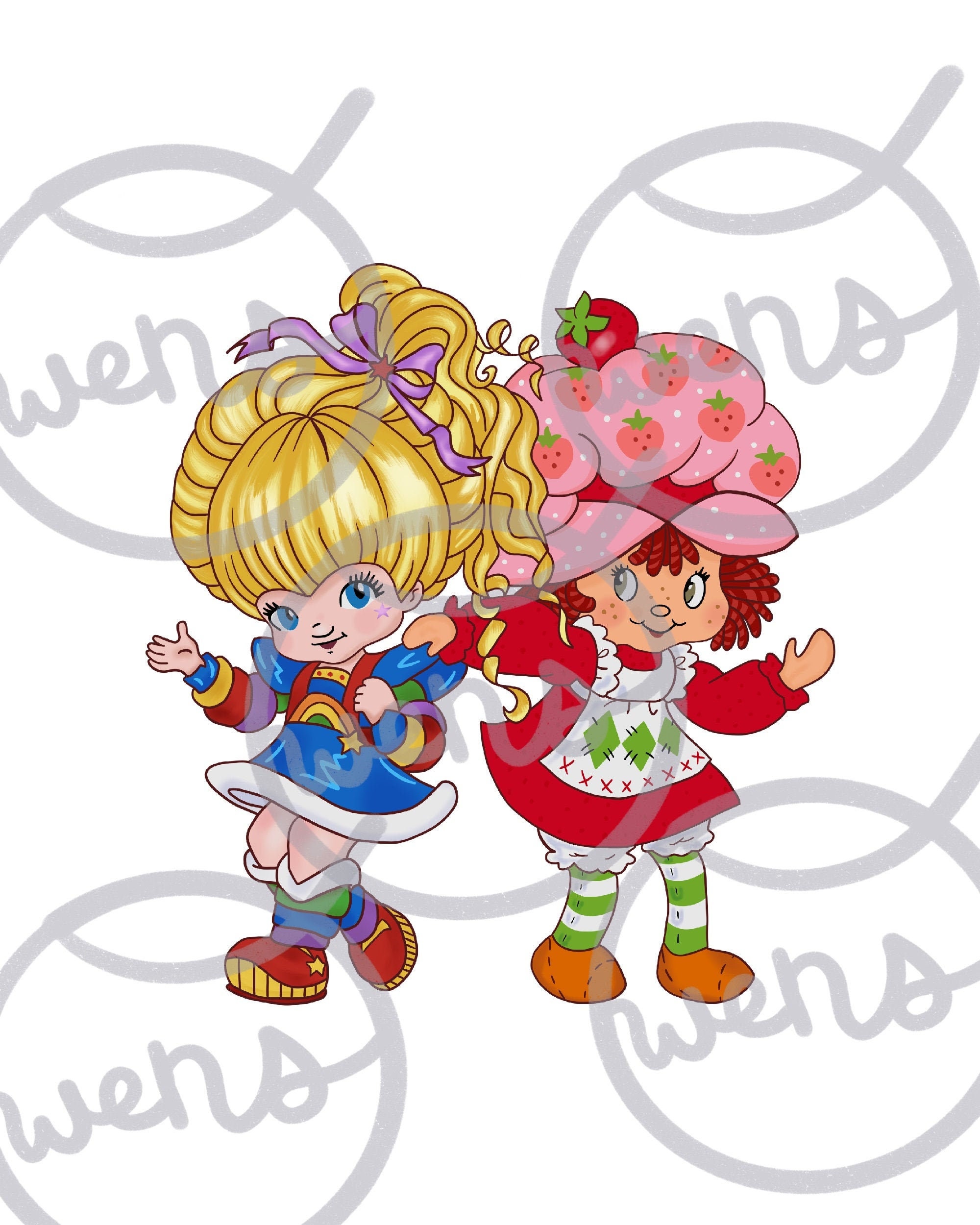 Strawberry shortcake and Rainbow Brite tshirt png sublimation design …