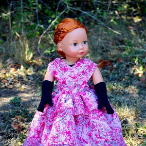 Pink and Black Doll Ball Gown with Gloves for 18 Inch Doll, Historical Doll Clothes, Petticoat Under Skirt, Birthday Gifts for Little Girls