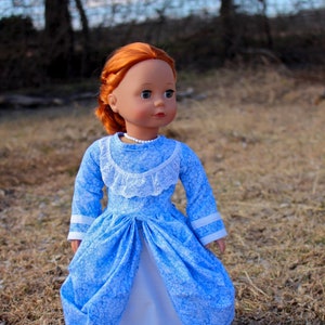 Victorian Doll Dress with Necklace for 18 Inch Doll, Great Christmas Gifts for Girls, Historical Doll Clothes, Fancy Doll Dresses for Toys