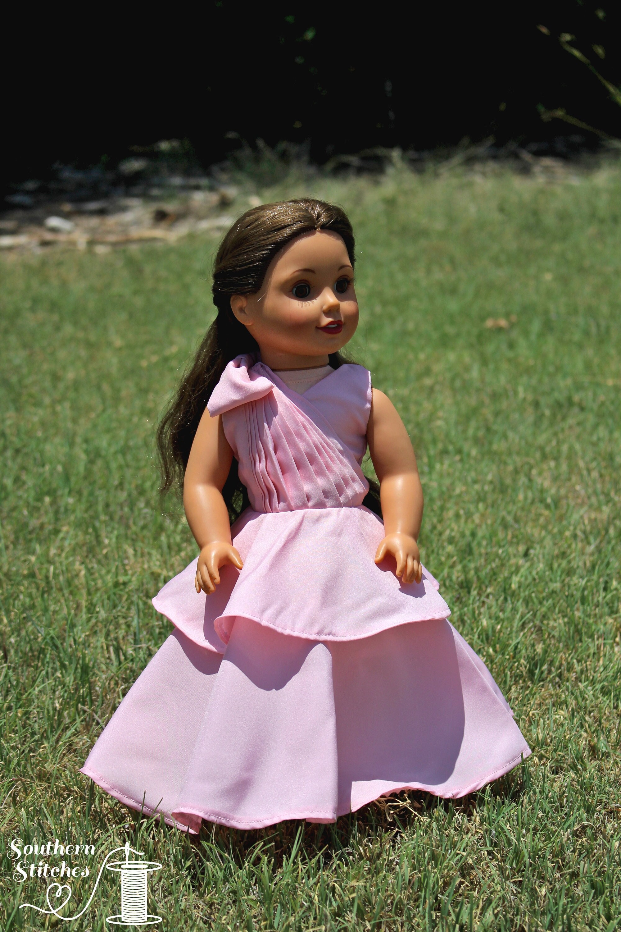 Pink Princess Doll Dress with Ruffled Skirt and Pleated Top for 18 Inch Dolls, Gifts for Her, Toys for Kids, Doll Collector Items, Birthday