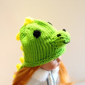 Puppe Dinosaurier Wintermütze, 18-Zoll-Puppenkleidung, Babypuppenmütze, Geschenke für kleine Mädchen, Weihnachtsgeschenkideen, Tiermützen für Puppen, Geburtstag