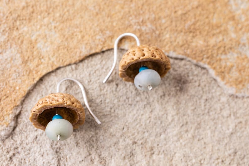 925- Silber Amazonit T\u00fcrkis Ohrh\u00e4nger australian Quandong core Earrings 925silver turquoise amazonite Quandong-Kern aus Australien