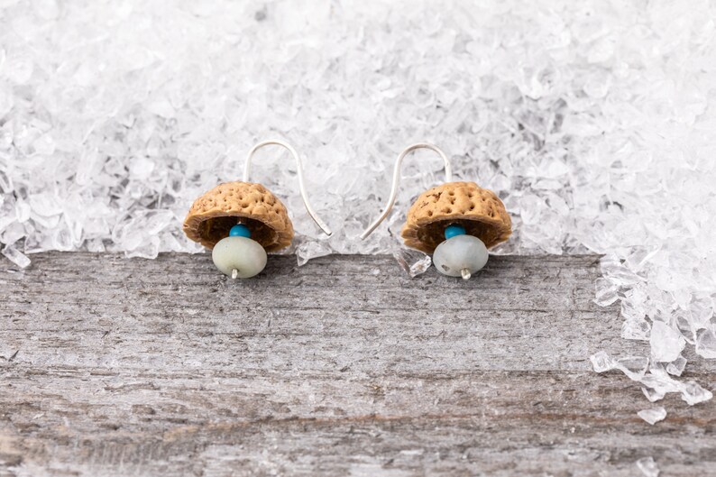 925- Silber Amazonit T\u00fcrkis Ohrh\u00e4nger australian Quandong core Earrings 925silver turquoise amazonite Quandong-Kern aus Australien