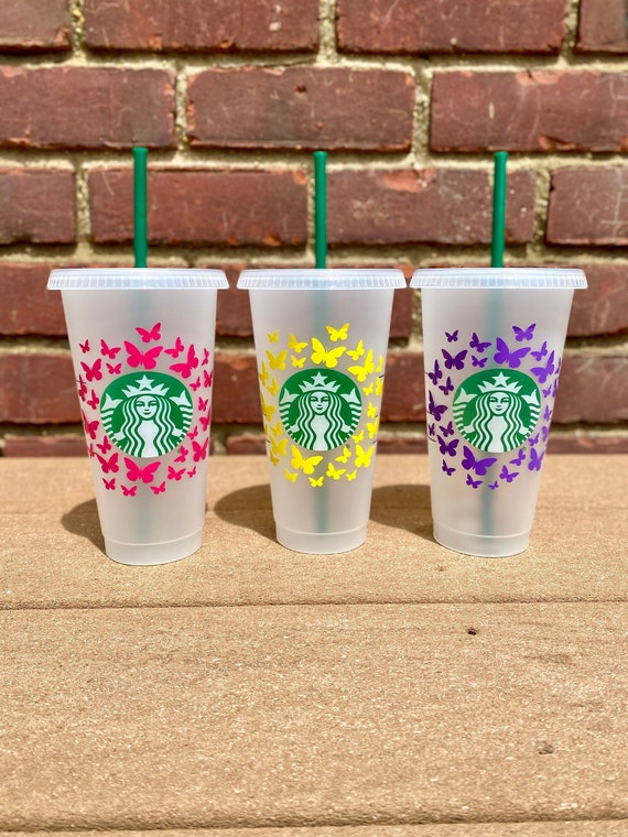 Personalized Sunflower & Butterfly Starbucks Cup | Customized Starbucks Cup  with name | Starbucks reusable flower cup | Custom Butterfly Cup