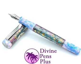Custom Fountain Pen - Steampunk Watch Parts w/Color Foil by Divine Pens Plus