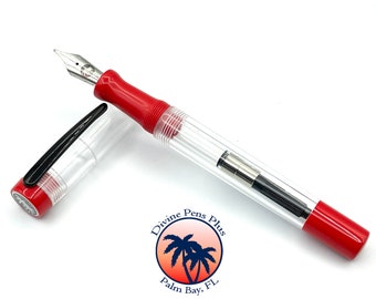 Agape Fountain Pen - Demonstrator w/Solid Red by Divine Pens Plus