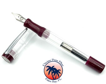 Agape Fountain Pen - Demonstrator w/"Boysenberry" Glitter by Divine Pens Plus