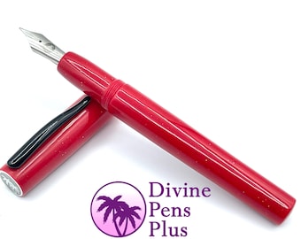 Agape Fountain Pen - "Red Sparkle" by Divine Pens Plus