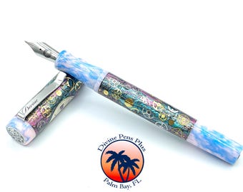 Custom Fountain Pen - Steampunk Watch Parts w/Color Foil by Divine Pens Plus