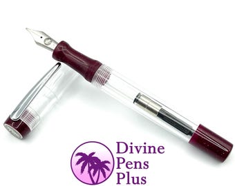 Agape Fountain Pen - Demonstrator w/"Boysenberry" Glitter by Divine Pens Plus