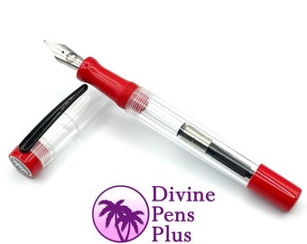 Agape Fountain Pen - Demonstrator w/Solid Red by Divine Pens Plus