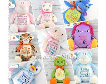 Ursinhos de pelúcia personalizados sortidos / Presente personalizado / Cubbies Presente para bebê recém-nascido 1º presente de Páscoa Chá de bebê Menina Menino Presente de lembrança