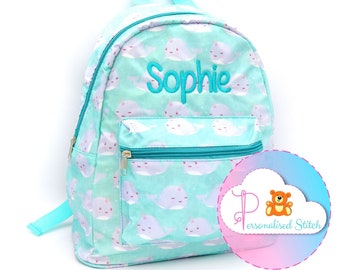 Mochila personalizada para meninas | Mochila infantil bordada unicórnio Narval | Mochila fofa bolsa personalizada bolsa escolar para berçário