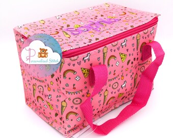 Lonchera personalizada Bolsa de almuerzo de fiesta unicornio / Bolsa de almuerzo de regreso a la escuela bordada / Bolsa personalizada Bolsa de almuerzo de guardería escolar