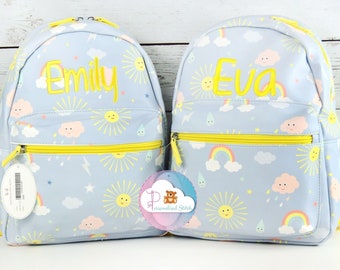 Personalised Girls Backpack | Kids Embroidered Backpack Rainbow | Cute Rucksack Personalized Bag School Nursery Bag | Amazing Quality