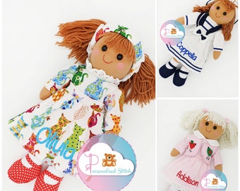 Personalised Rag Dolls Beautifully Embroidered Vintage Birthday Baby Gift Christening Personalized Doll Birth Keepsake Girl Baby Shower