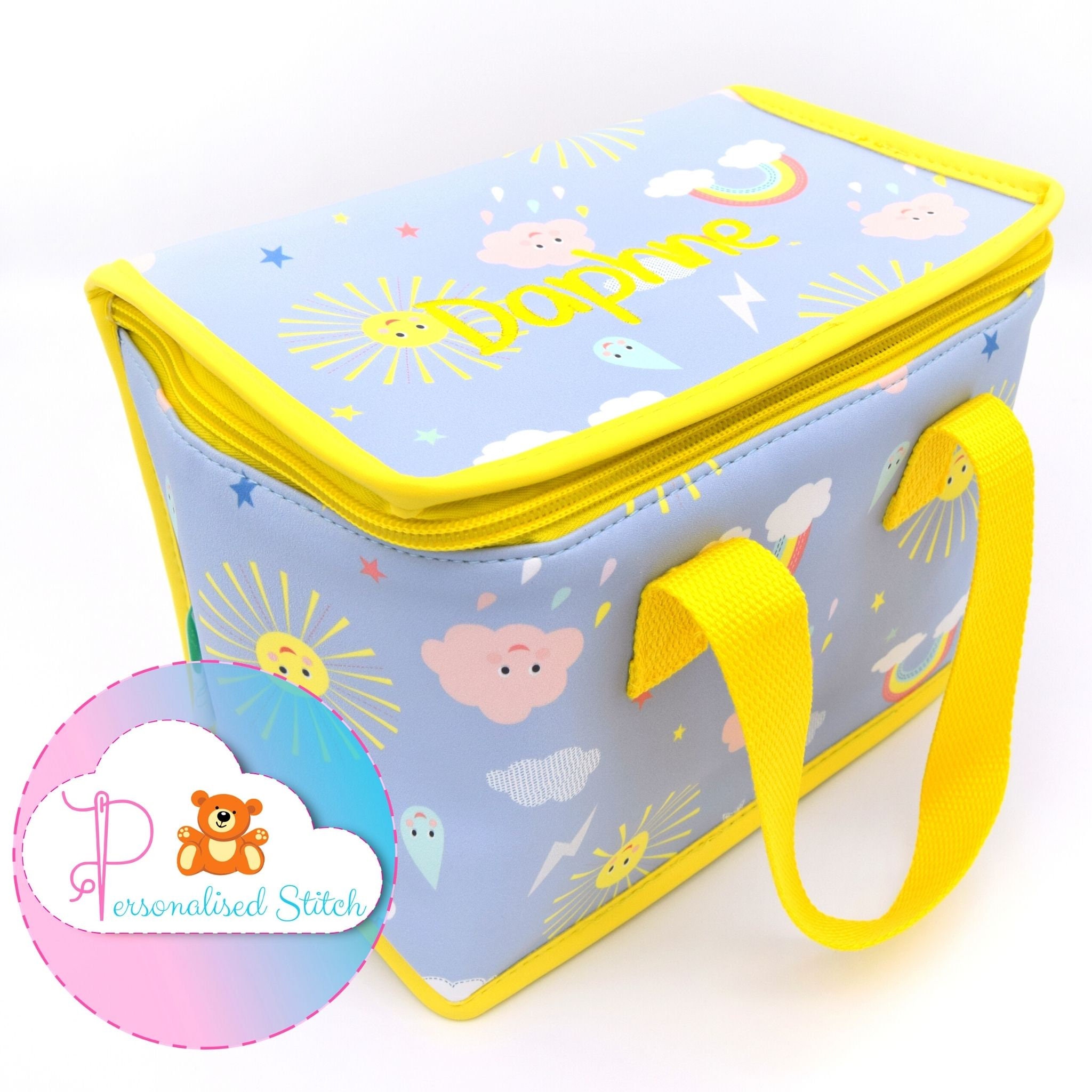 Personalised Embroidered Kids Lunch Box | Bag Back to School | Nursery Assorted Unicorn | Dinosaur | Girls & Boys Lunch Bags  Personalized
