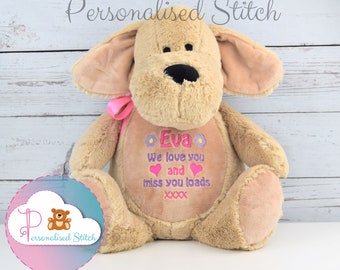 Personalised Dog Puppy Teddy Bear Embroidered Teddies Personalized gift Stuffed Animal Baby shower gift Newborn gift Keepsake